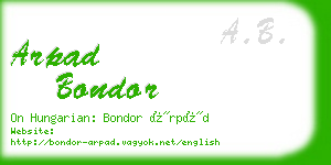 arpad bondor business card